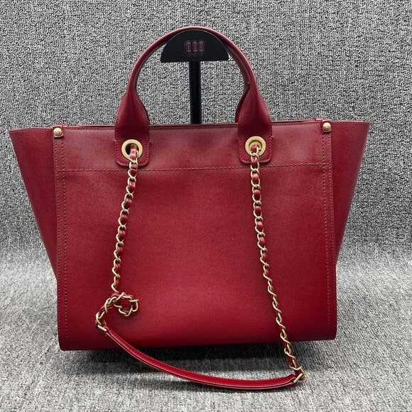 100% Authentic CHANEL DeauVille Medium Leather Satchel Bag - Picture 2 of 16